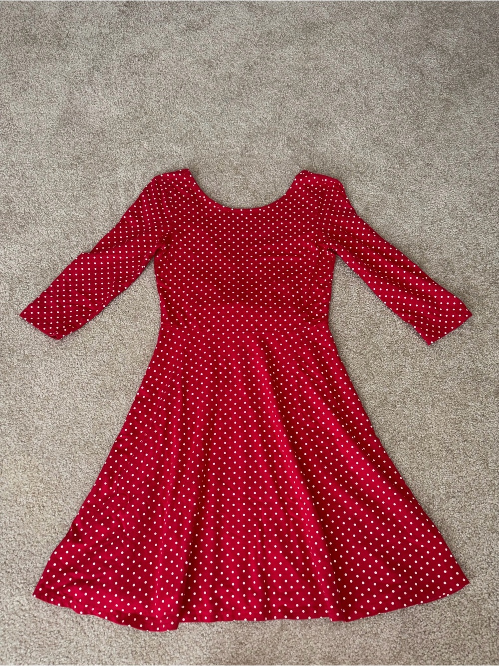 Red Polka Dot/Bow back Fit-and-Flare  Dress